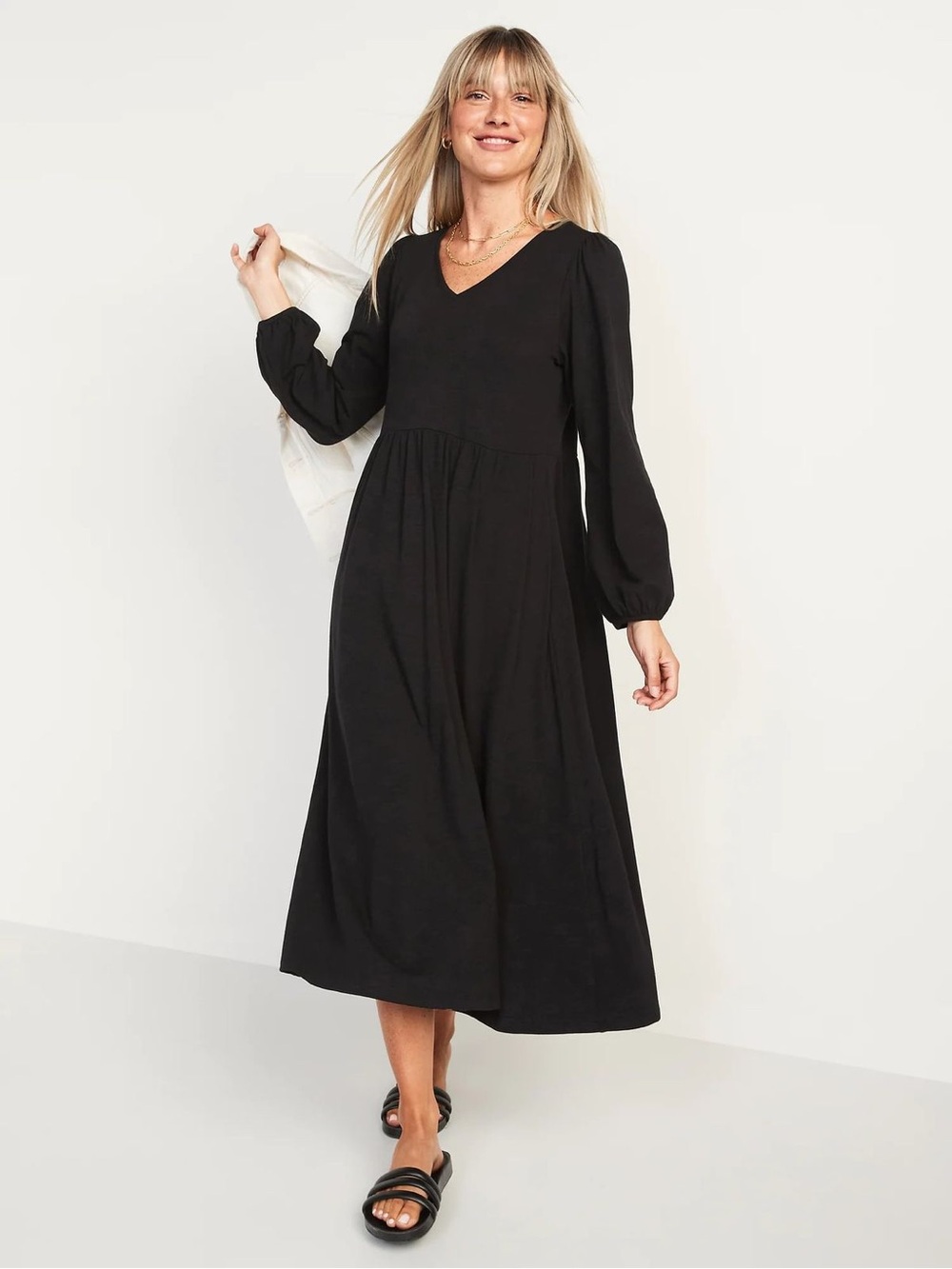 Old Navy Seersucker Midi Swing Dress — Versatile Dress with Pockets